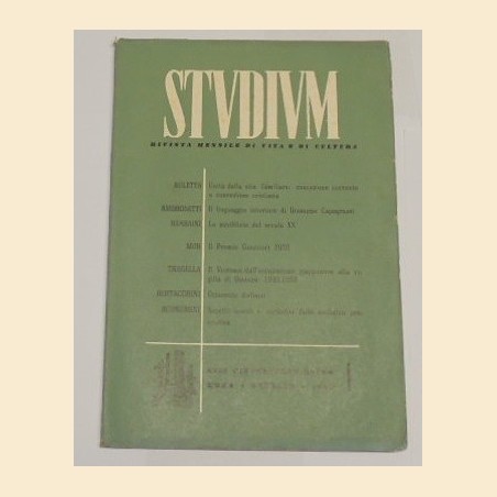 Studium. Rivista mensile di vita e di cultura, a. LVII, 1961, 6 numeri