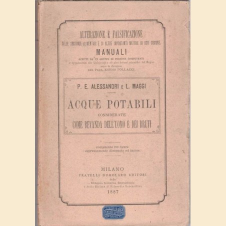 Alessandri, Maggi, Acque potabili considerate come bevanda dell’uomo e dei bruti