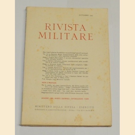 Rivista militare, anno XIII, n. 9, settembre 1957