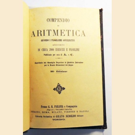 Compendio di aritmetica, per cura di A. e C. + De Titta, Grammatichetta italiana