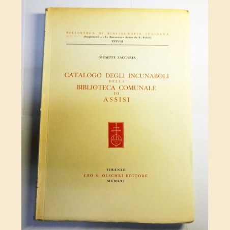Zaccaria, Catalogo degli incunaboli della Biblioteca Comunale di Assisi