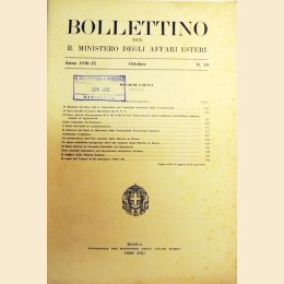 Bollettino del Ministero degli Affari Esteri, n. 10, ottobre 1930